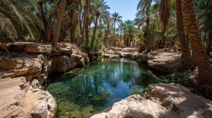 Naklejka premium Oasis with crystal-clear pool