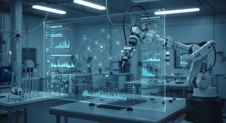 Futuristic Lab: Robotic Arm Interacting with Transparent Data Interface
