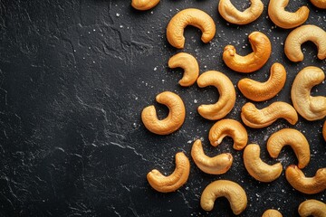 roasted and salted cashew nuts scattered