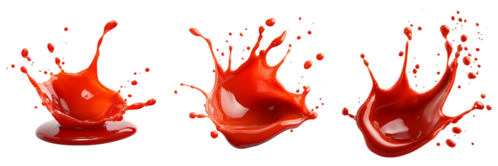 3 Red sauce or ketchup splash, isolated on white background