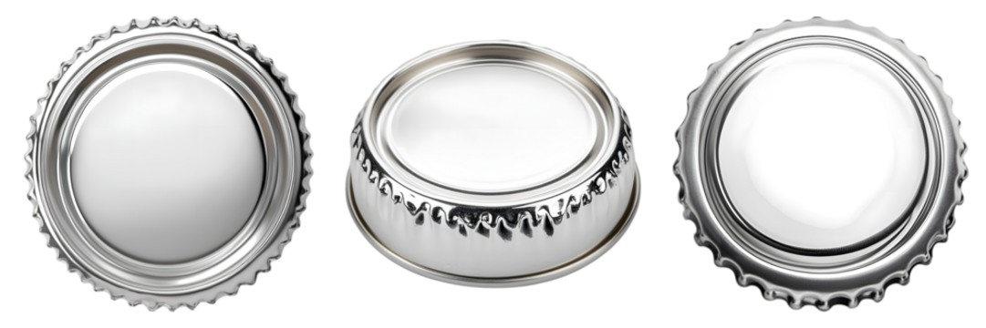 group of  Silver bottle cap, isolated on white background
