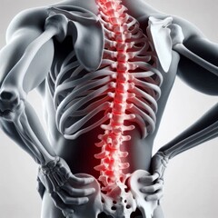 Human spinal column model isolated on white background