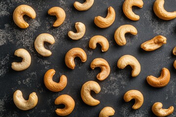 roasted and salted cashew nuts scattered