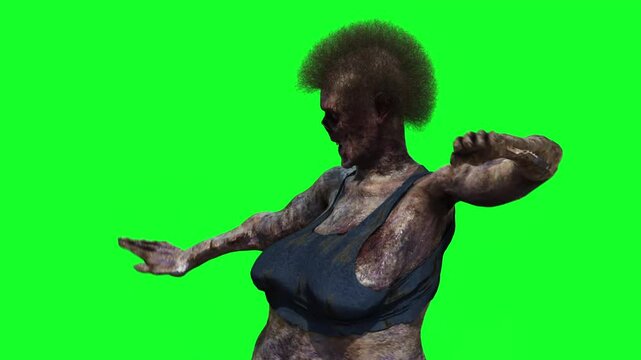 Zombie funny dance green screen realistic 4k animation.