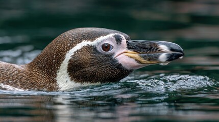 Close-up of a penguin swimming