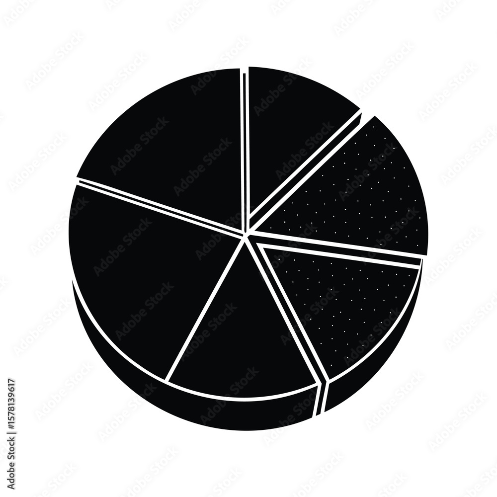 Poster black and white pie chart showing different proportional segment distribution