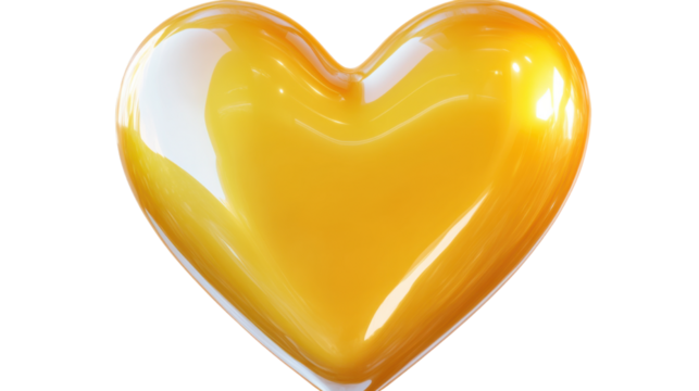 yellow heart 3d render icon on white background
