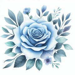White rose on blue background