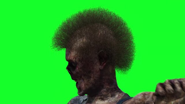 Zombie funny dance green screen realistic 4k animation.
