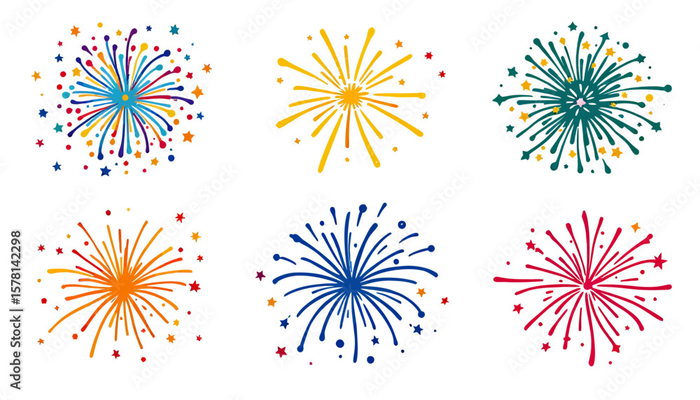 Aufkleber colorful firework illustrations in a vector format, perfect for adding a festive touch to any design