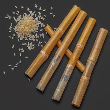 DIY rainstick isolated on transparent background recycled tubes rice grains k resolution