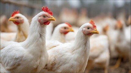 Fototapeta premium White chickens closeup