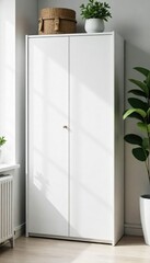 Sleek White Cabinet with Integrated Whiteboard for Home or Office Organization ? Modern Design for Scheduling, Notes, and To-Do Lists