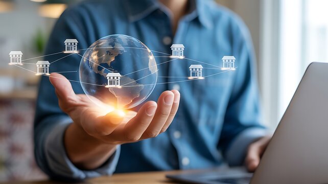 Global business network holographic display technology