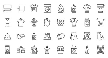 Obraz premium Laundry Icons Clean Line Art