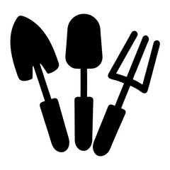 Essential garden tools illustrated with trowel, hand shovel, and hand fork