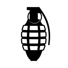 Black and white vector graphic of a hand grenade for design