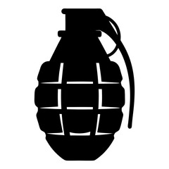 Silhouette of a Classic Hand Grenade Symbolizing Danger and Destruction