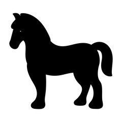 Silhouette of a strong horse, a majestic animal in stark contrast