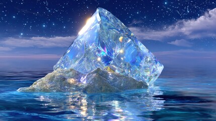 Obraz premium Diamond Crystal Ocean Reflection - Fantasy Landscape Art
