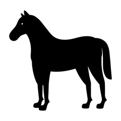 Majestic Black Horse Silhouette Stands Proudly Against a White Background