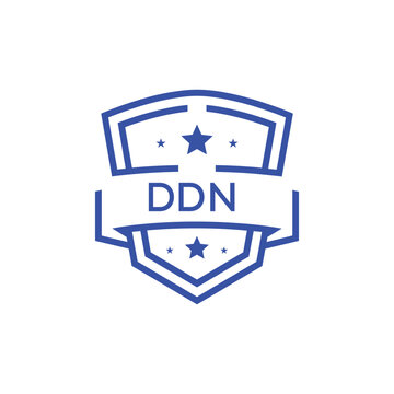 Classic Shield Logo with Stars and DDN Letters &ndash; Premium Badge or Security Brand Identity. DDN Letter Logo.

