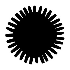 Silhouette of Sunflower Shape, A black silhouette of a sunflower with petals, representing nature, beauty, and summer in a simple design.
