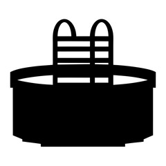 Swimming Pool with Ladder Silhouette, A black silhouette of a swimming pool with a ladder, symbolizing leisure, relaxation, or summer activities.
