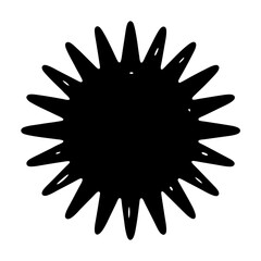 Starburst Icon with Multiple Points, A black starburst icon with multiple sharp points, symbolizing energy, explosion, or a bright, dynamic effect.

