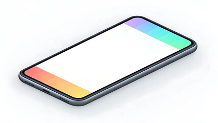 Isometric smartphone displaying gradient colors technology
