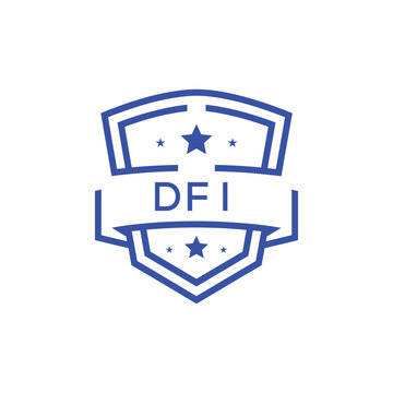 Classic Shield Logo with Stars and DFI Letters &ndash; Premium Badge or Security Brand Identity. DFI Letter Logo.
