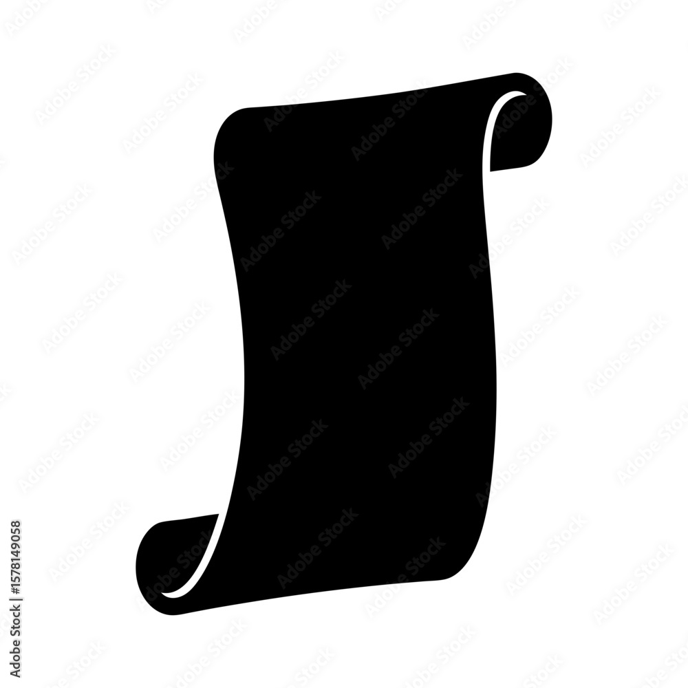 Poster black scroll with curled edges representing an old document or parchment paper