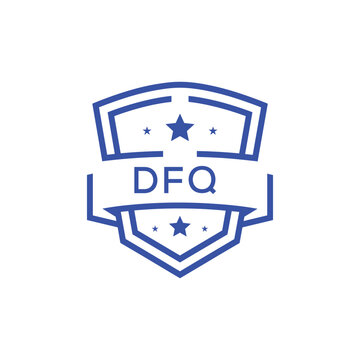 Classic Shield Logo with Stars and DFQ Letters &ndash; Premium Badge or Security Brand Identity. DFQ Letter Logo.
