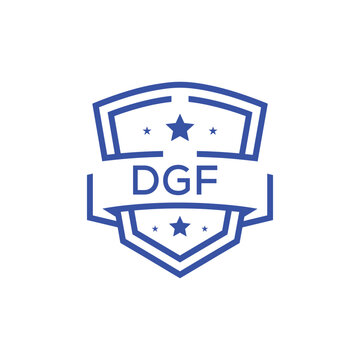 Classic Shield Logo with Stars and DGF Letters &ndash; Premium Badge or Security Brand Identity. DGF Letter Logo.
