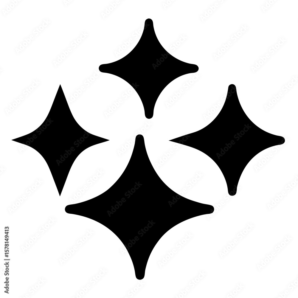 Poster four black stars clustered together on a white background create a pattern