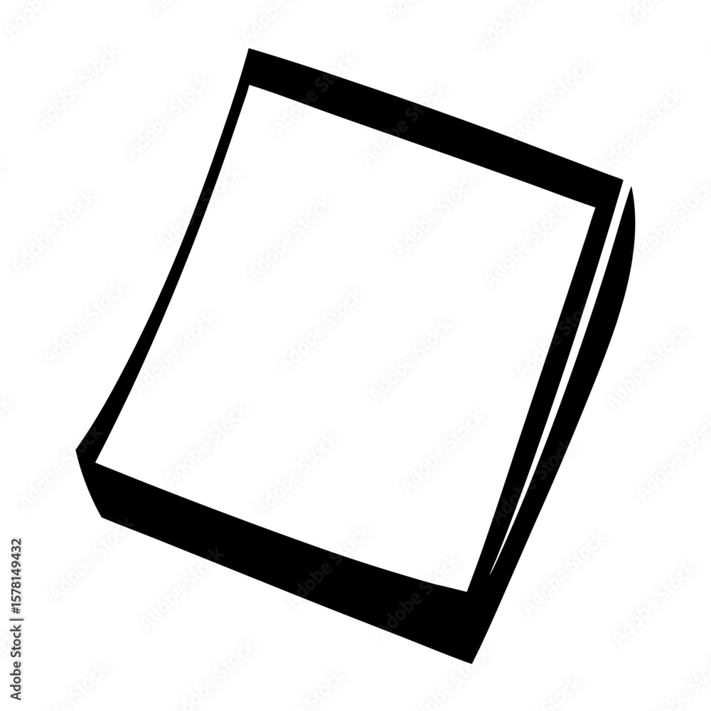 Poster simple black and white square shape with shadow and angled perspective
