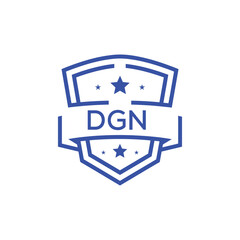 Classic Shield Logo with Stars and DGN Letters – Premium Badge or Security Brand Identity. DGN Letter Logo.
