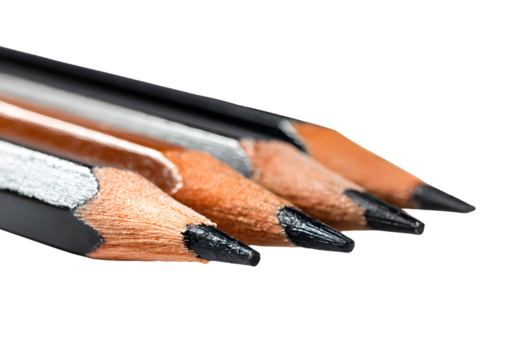 Wooden pencils in various colors PNG with a transparent background for educational designs.