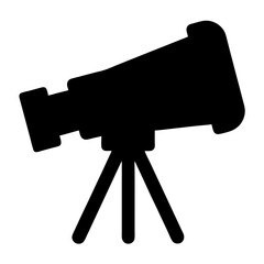 Silhouette of a telescope on a tripod for stargazing and astronomy