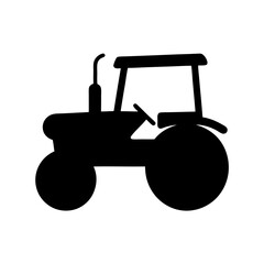Black Silhouette of a Tractor Ready for Agricultural Work in the Fields