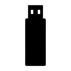 Black silhouette of a modern USB flash drive, data storage device