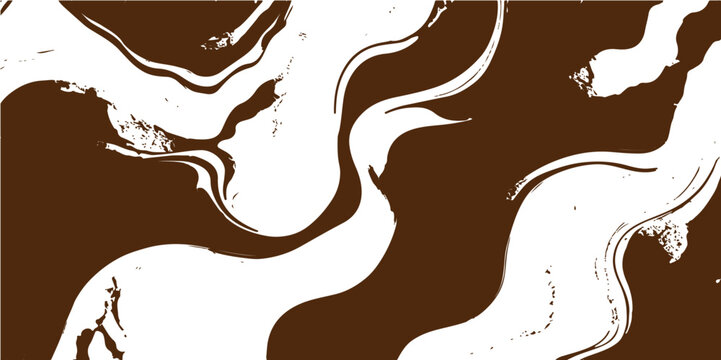 Brown vector illustration of a sweet chocolate splash pattern with hot milk coffee dessert icons