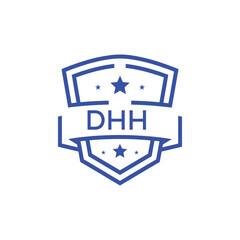 Classic Shield Logo with Stars and DHH Letters – Premium Badge or Security Brand Identity. DHH Letter Logo.
