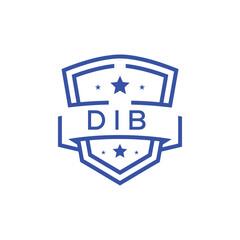 Classic Shield Logo with Stars and DIB Letters – Premium Badge or Security Brand Identity. DIB Letter Logo.
