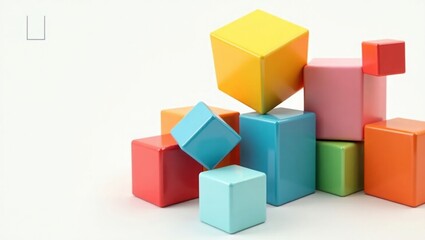 Colorful Cubes Stacked White Background blocks toy blocks