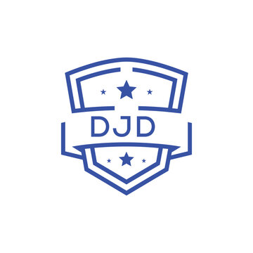 Classic Shield Logo with Stars and DJD Letters &ndash; Premium Badge or Security Brand Identity. DJD Letter Logo.
