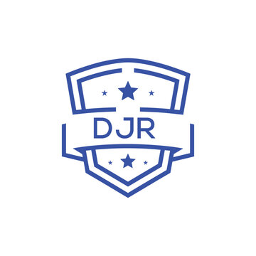 Classic Shield Logo with Stars and DJR Letters &ndash; Premium Badge or Security Brand Identity. DJR Letter Logo.
