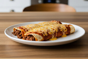 Beef Enchiladas are a classic Mexican dish featuring seasoned ground beef wrapped in corn tortillas, smothered in a rich red chili sauce, and topped with melted cheese