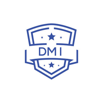 Classic Shield Logo with Stars and DMI Letters &ndash; Premium Badge or Security Brand Identity. DMI Letter Logo.
