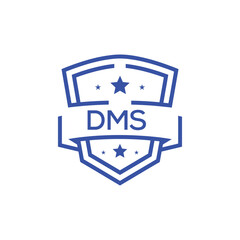 Classic Shield Logo with Stars and DMS Letters – Premium Badge or Security Brand Identity. DMS Letter Logo.
